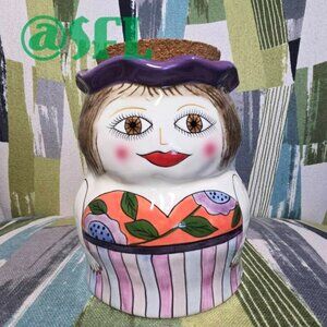 Ganz Susan Paley Blossom Ceramic Canister Vtg Bella Casa Whimsical Jar With Lid